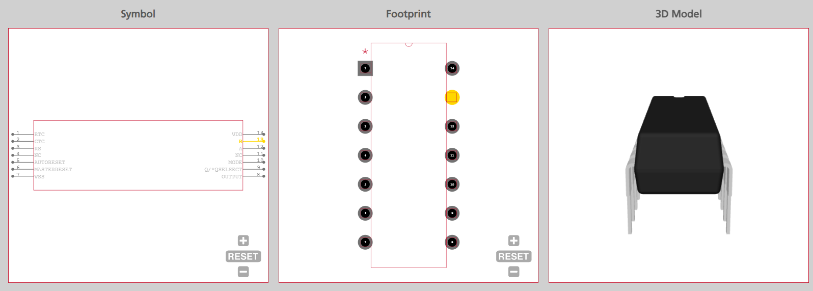 Texas Instruments CD4541BE's Symbol, Footprint and 3D Model.png